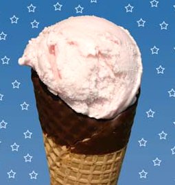 ice cream cone with strawberry ice cream