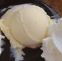 french vanilla ice cream with chocolate sauce