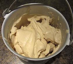 creme brulee ice cream in ice cream bucket