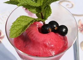 blackcurrant and lime sorbet