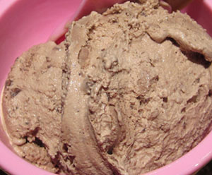 chocolate ice cream with grated chunks