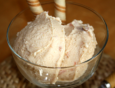 rhubarb and custard ice cream fresh from the machine