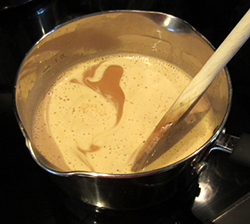 making chocolate custard
