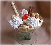 chocolate and banana ice cream sundae